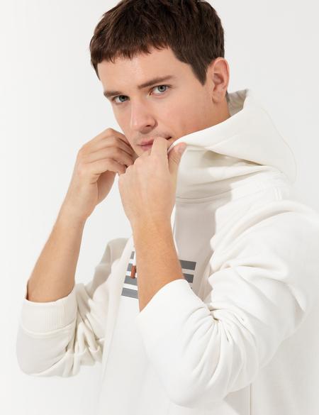 Ekru Kapüşonlu Sweatshirt - 50258518006