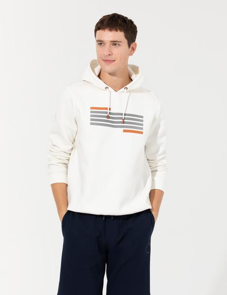 Ekru Kapüşonlu Sweatshirt - 50258518006