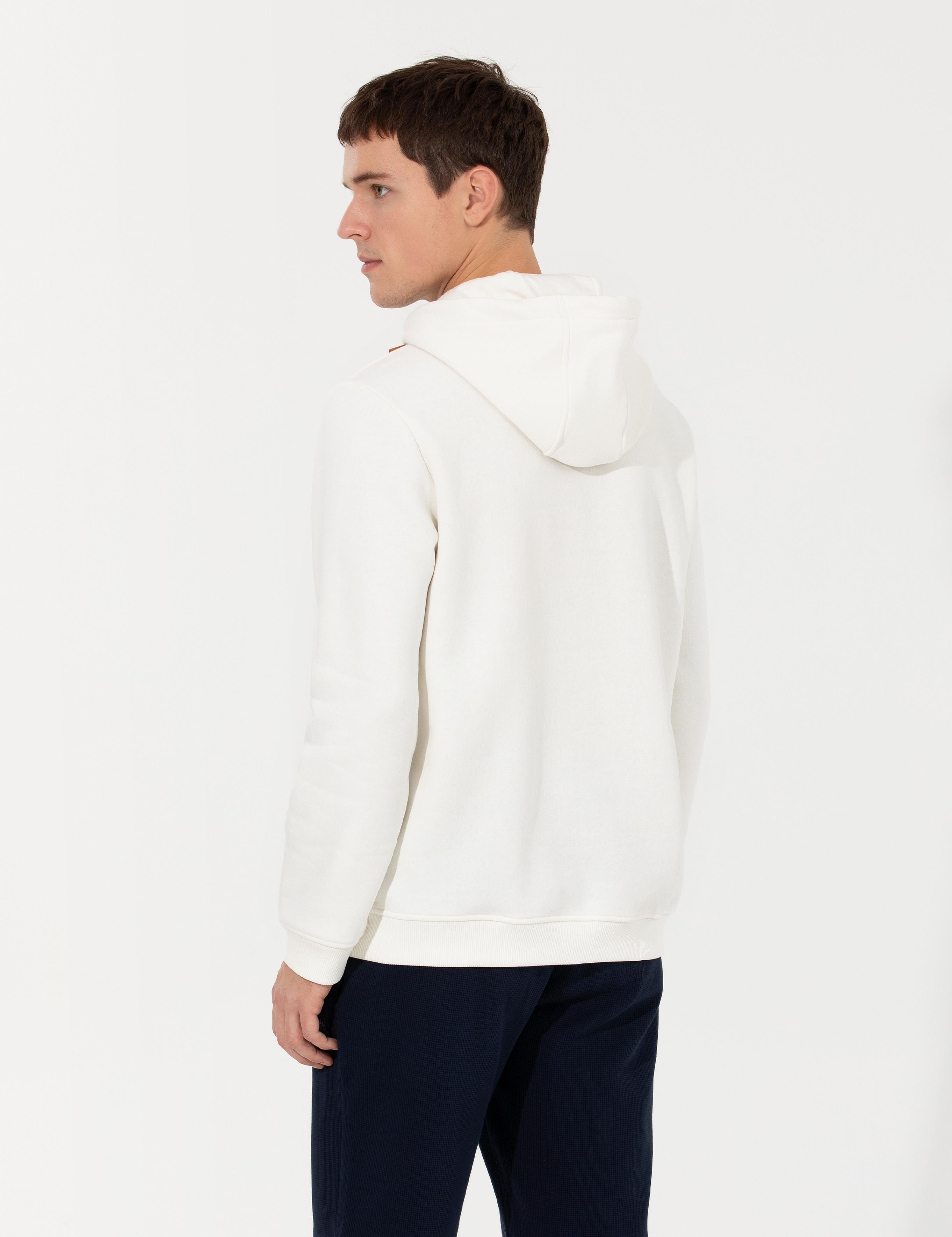 Ekru Kapüşonlu Sweatshirt