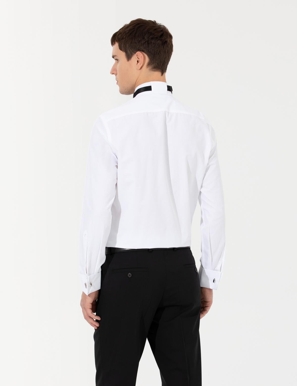 Beyaz Slim Fit Smokin Gömlek - 50251057007