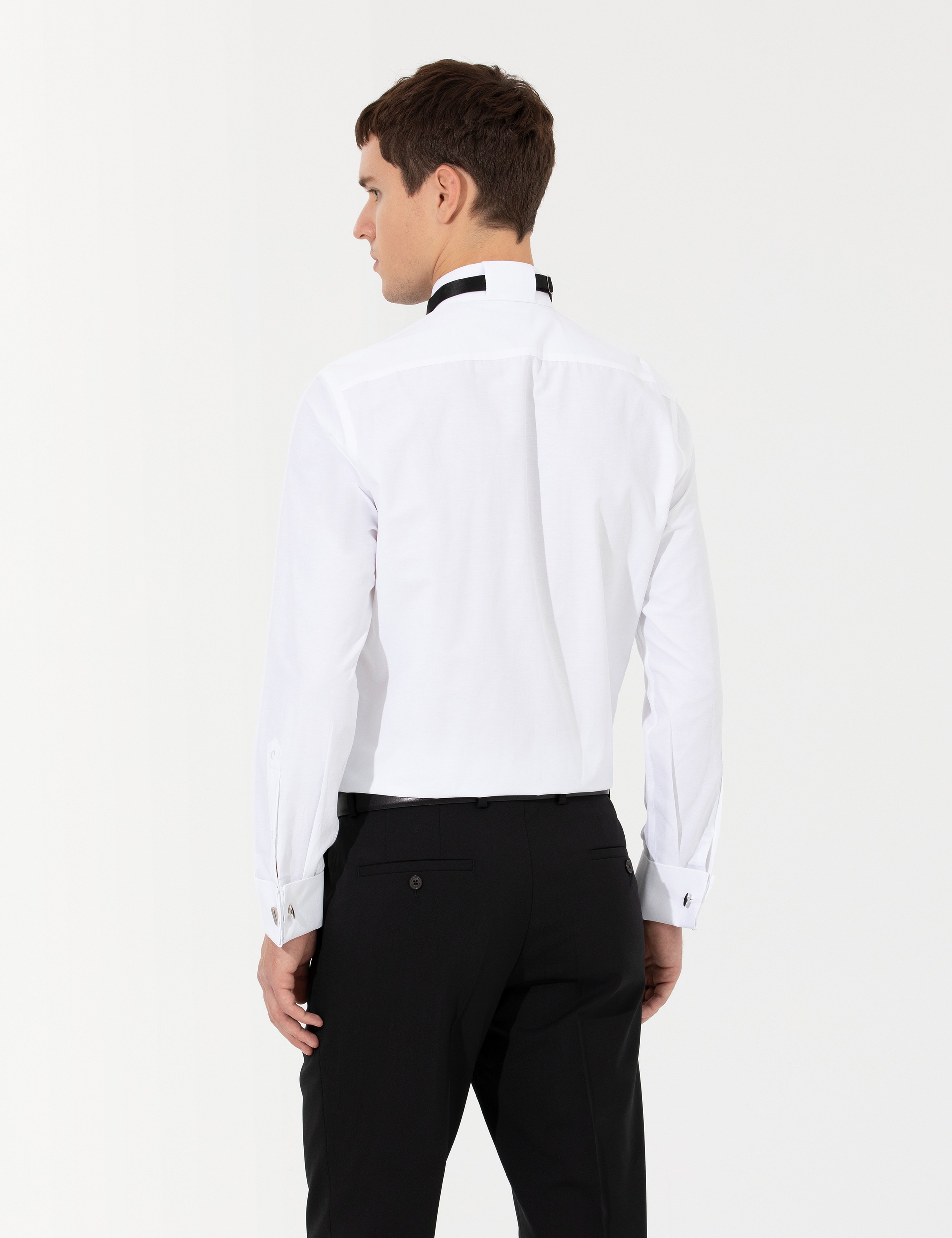 Beyaz Slim Fit Smokin Gömlek