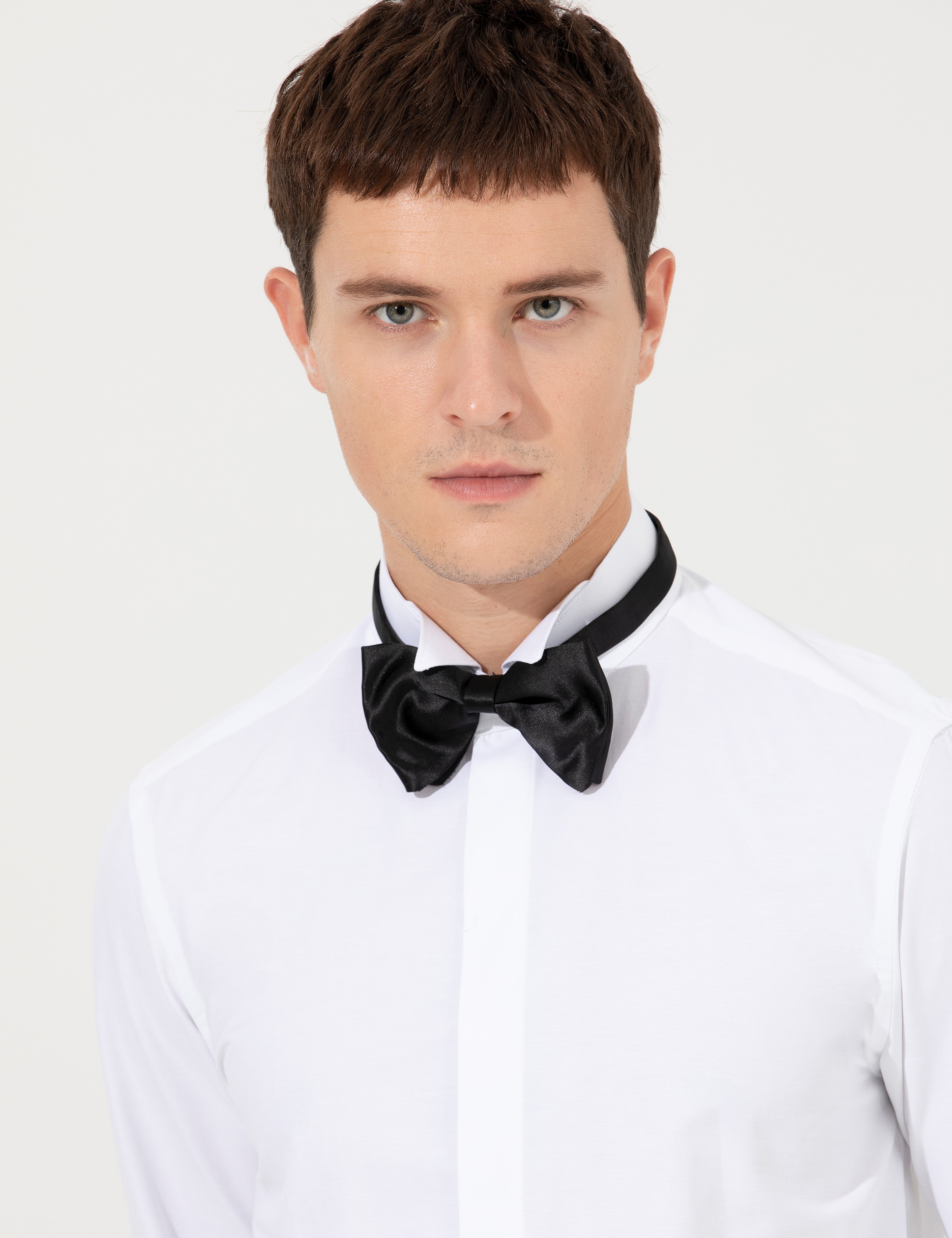 Beyaz Slim Fit Smokin Gömlek - Image 2