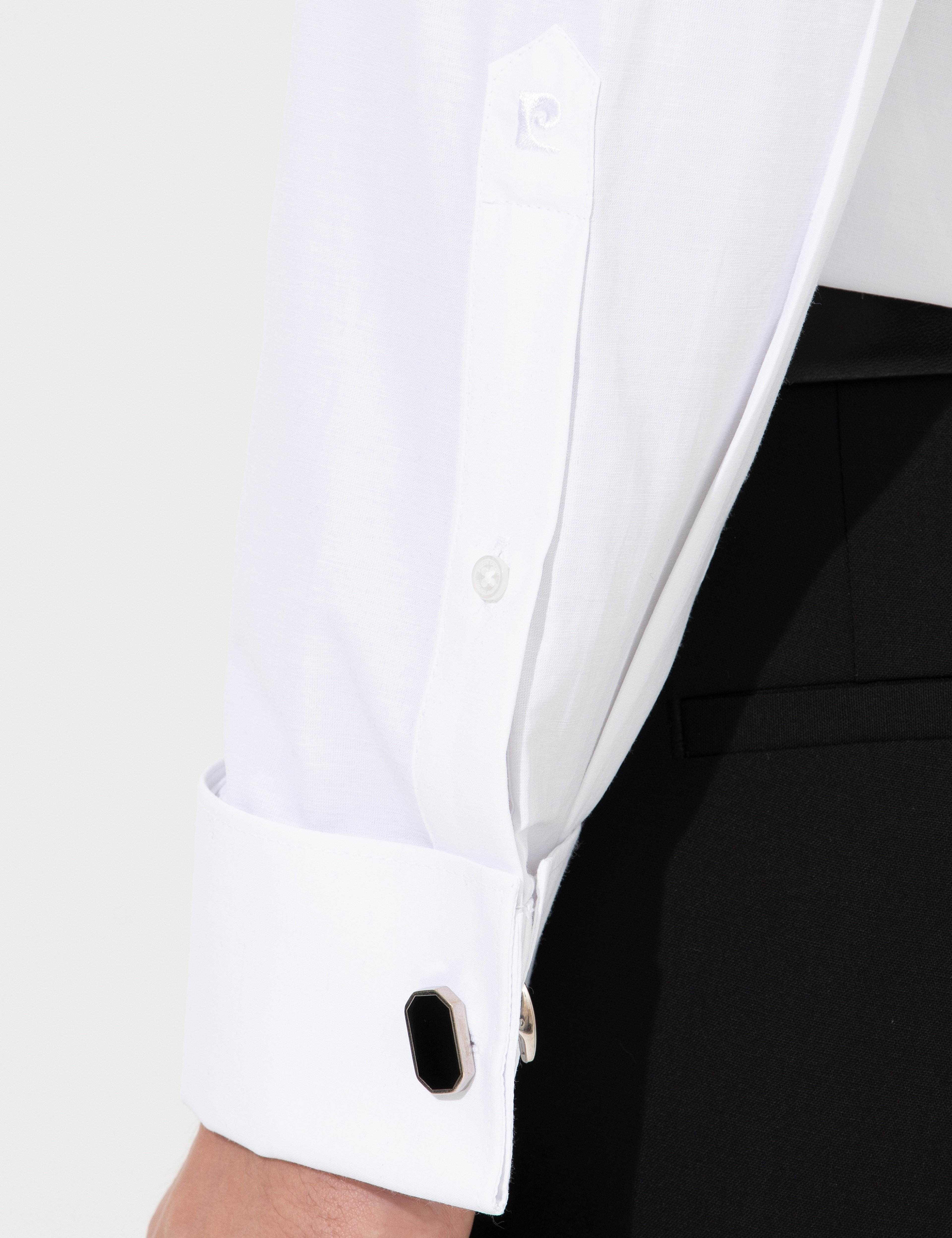 Beyaz Slim Fit Smokin Gömlek - Image 7