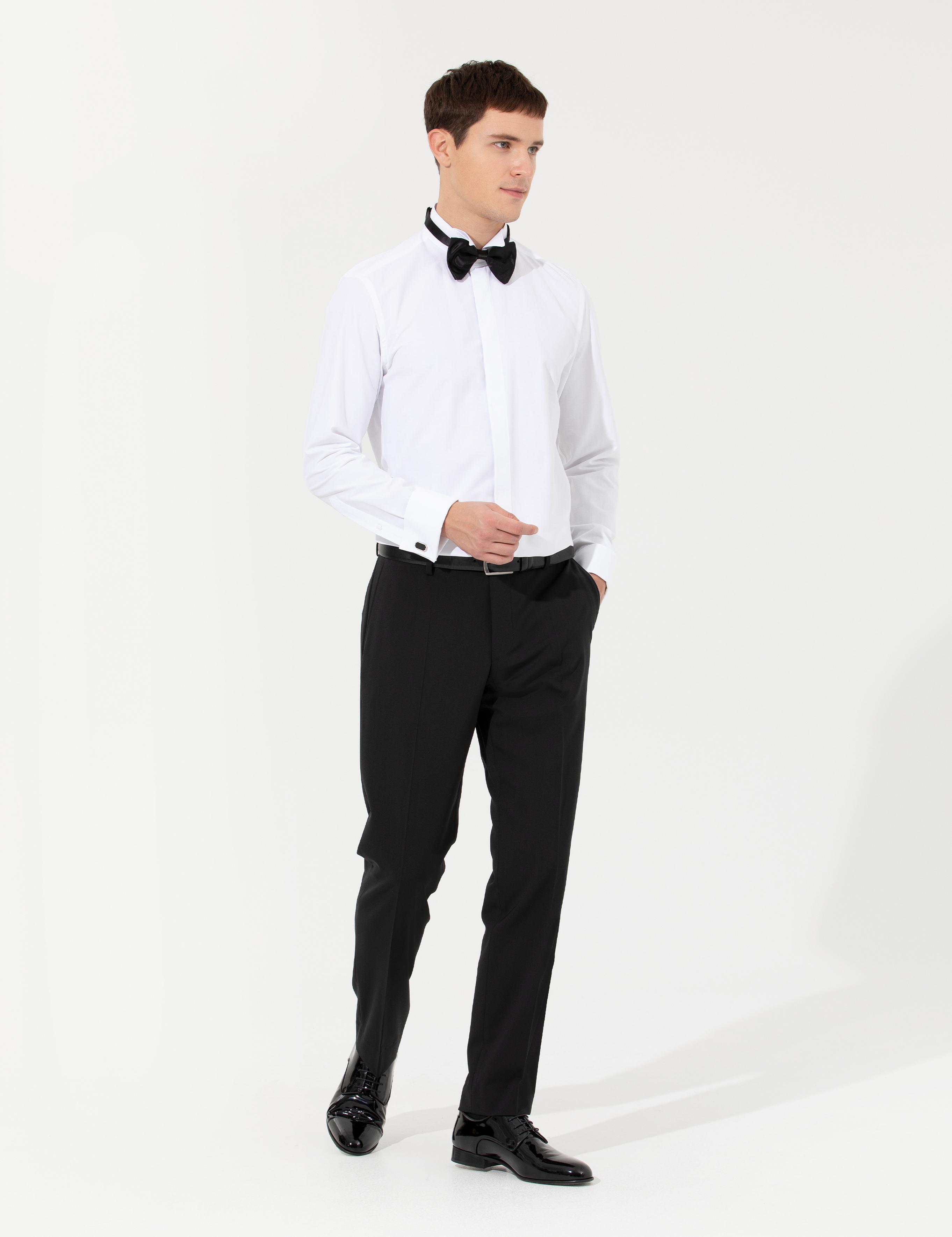 Beyaz Slim Fit Smokin Gömlek