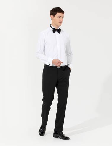 Beyaz Slim Fit Smokin Gömlek