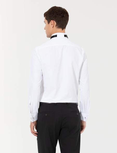 Beyaz Slim Fit Smokin Gömlek - 50258964006