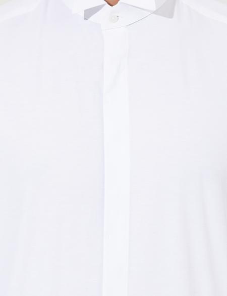 Beyaz Slim Fit Smokin Gömlek - 50258964006