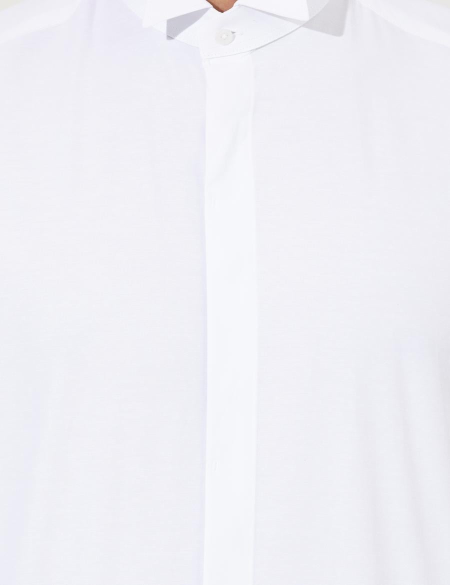 Beyaz Slim Fit Smokin Gömlek