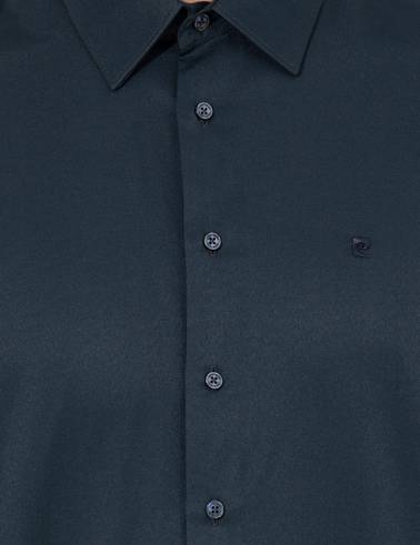 Lacivert Slim Fit Uzun Kollu Basic Gömlek
