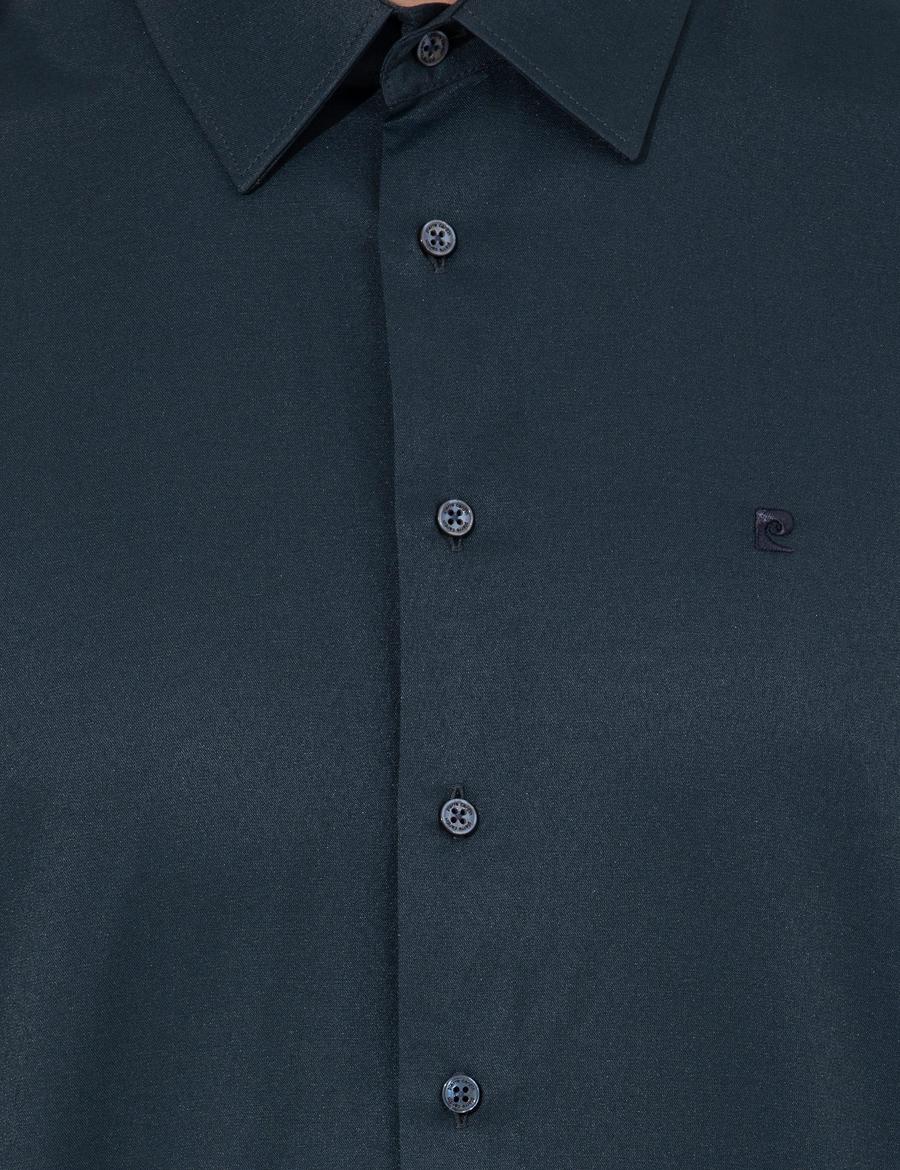 Lacivert Slim Fit Uzun Kollu Basic Gömlek
