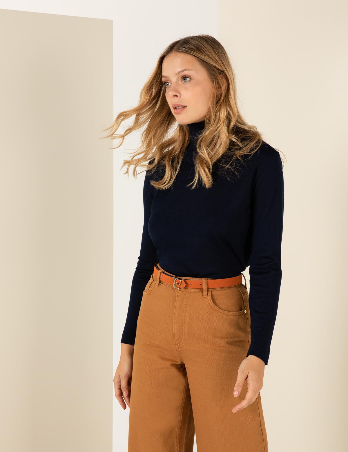 Balıkçı Yaka Lacivert Comfort Fit Kazak - 50244874023