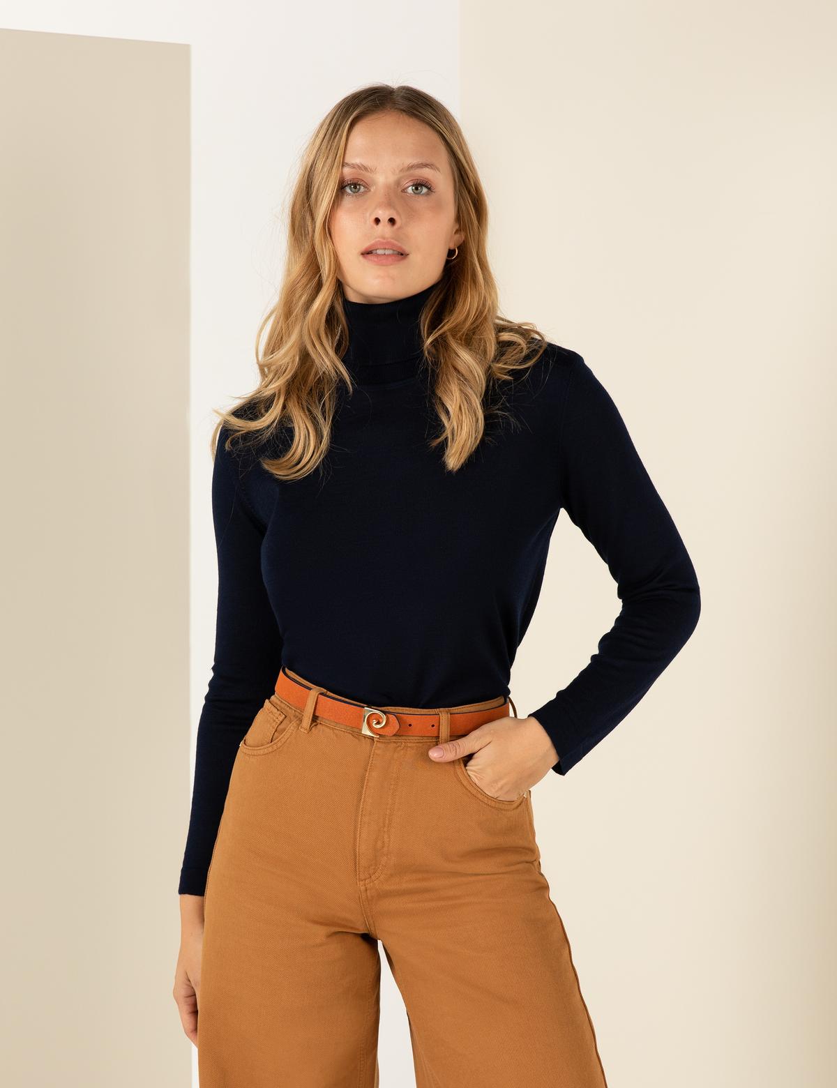 Balıkçı Yaka Lacivert Comfort Fit Kazak