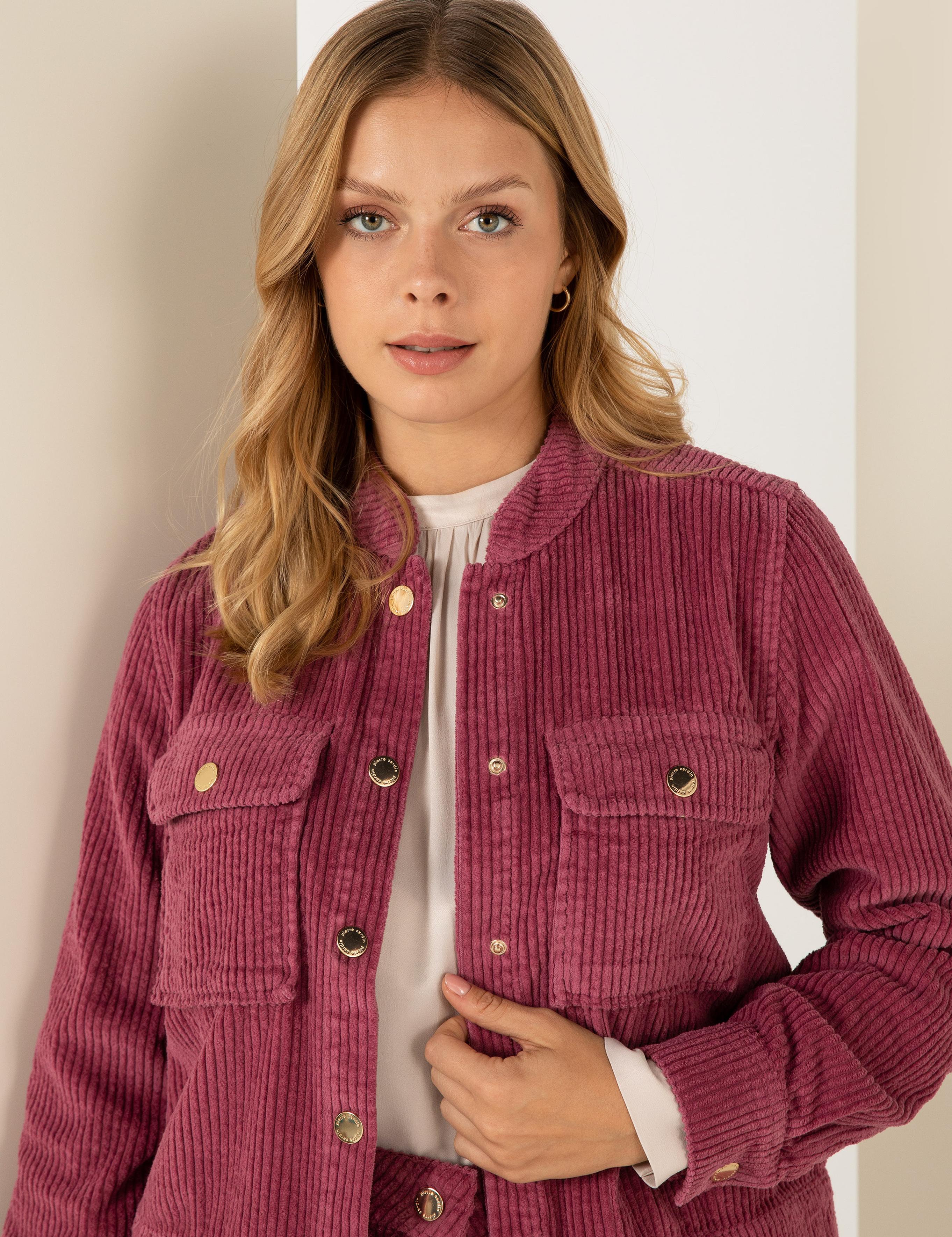 Pembe Kadife Crop Ceket