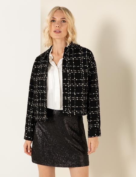 Siyah Crop Tüvit Ceket - 50261251004