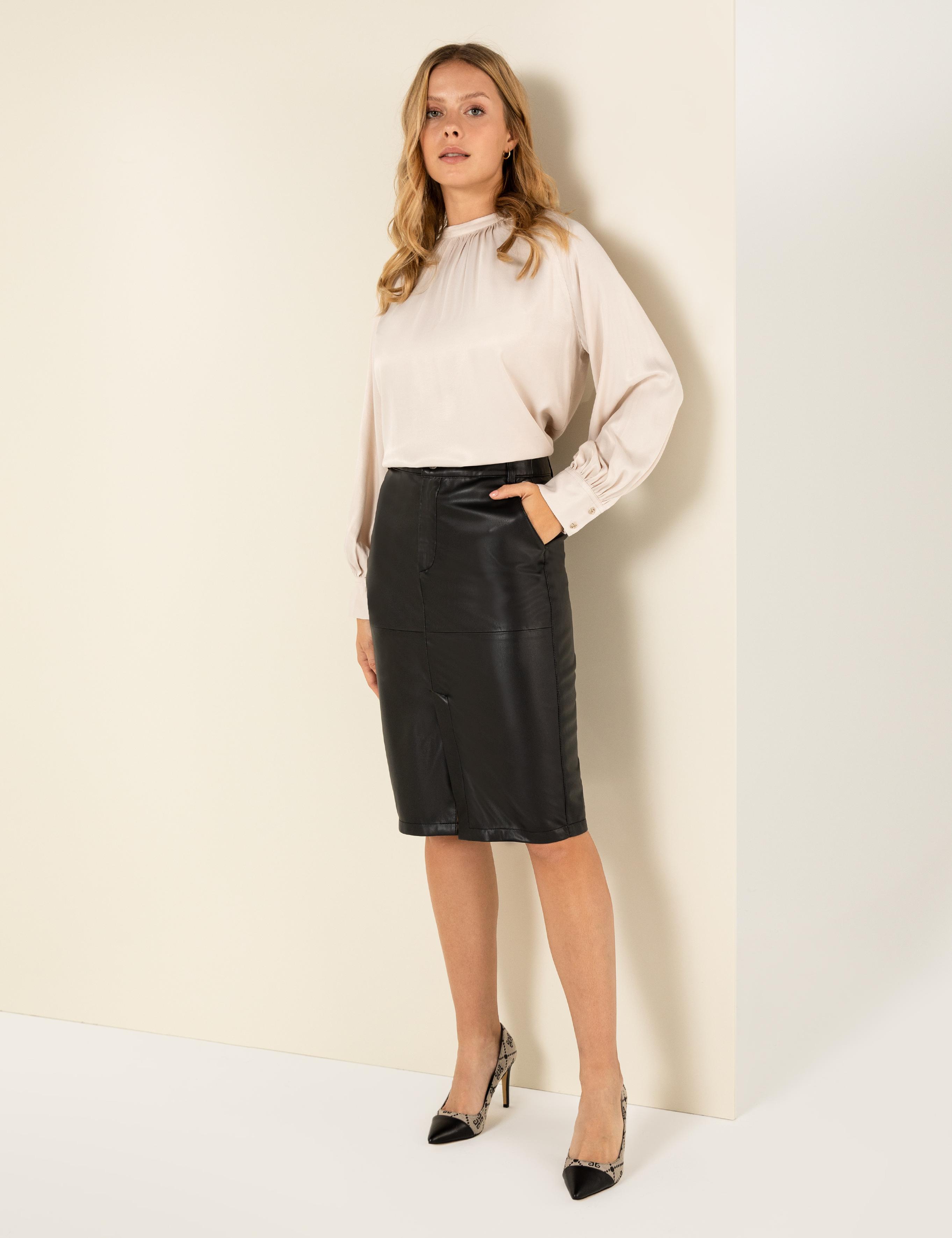 Siyah Kalem Fit Deri Etek