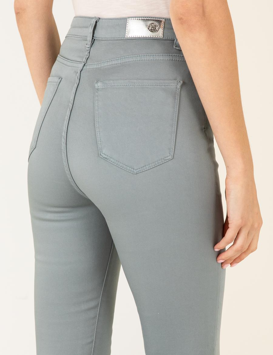 Mint Skinny Fit Kanvas Pantolon