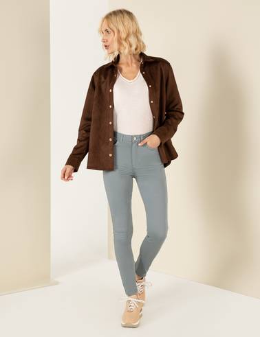 Mint Skinny Fit Kanvas Pantolon