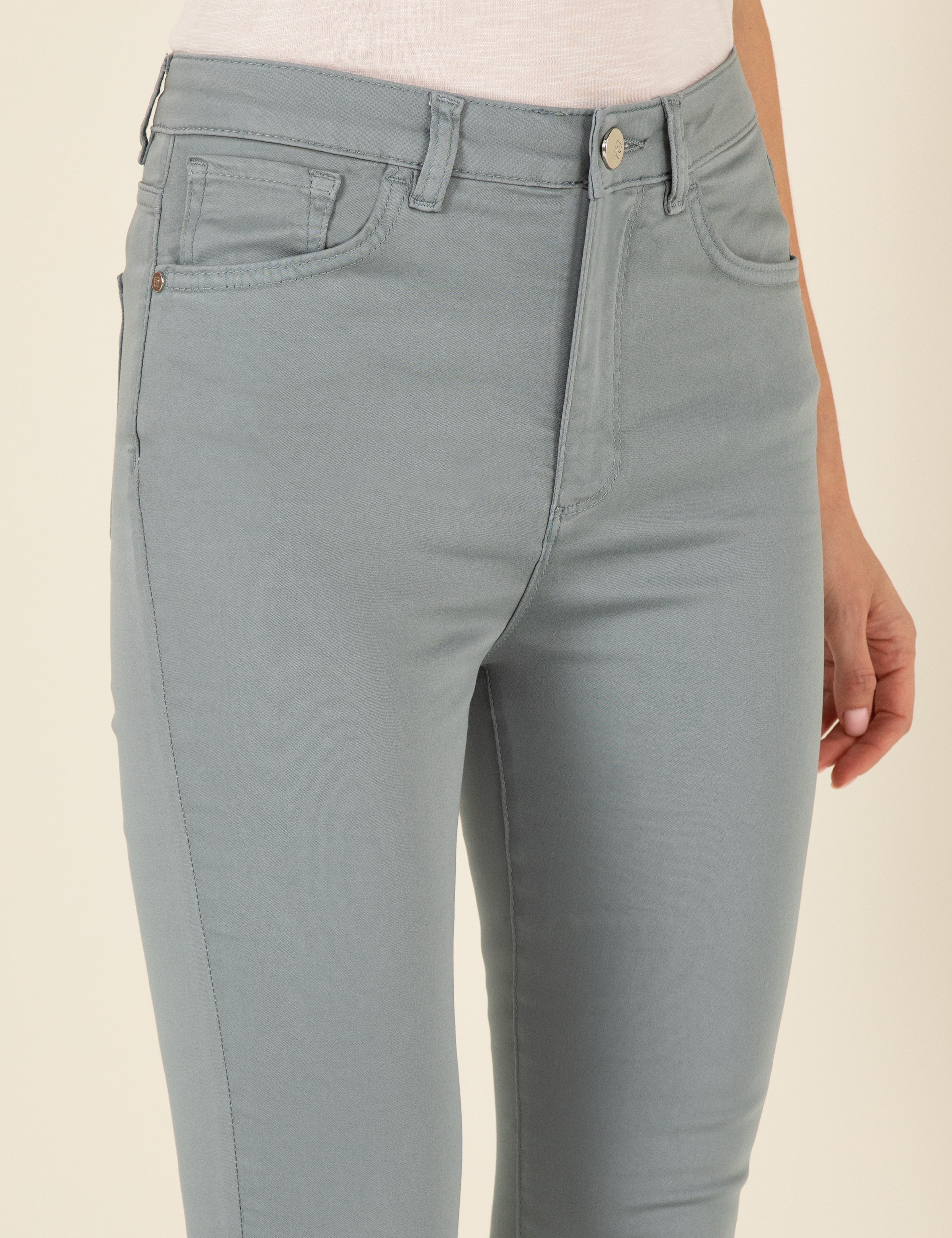 Mint Skinny Fit Kanvas Pantolon