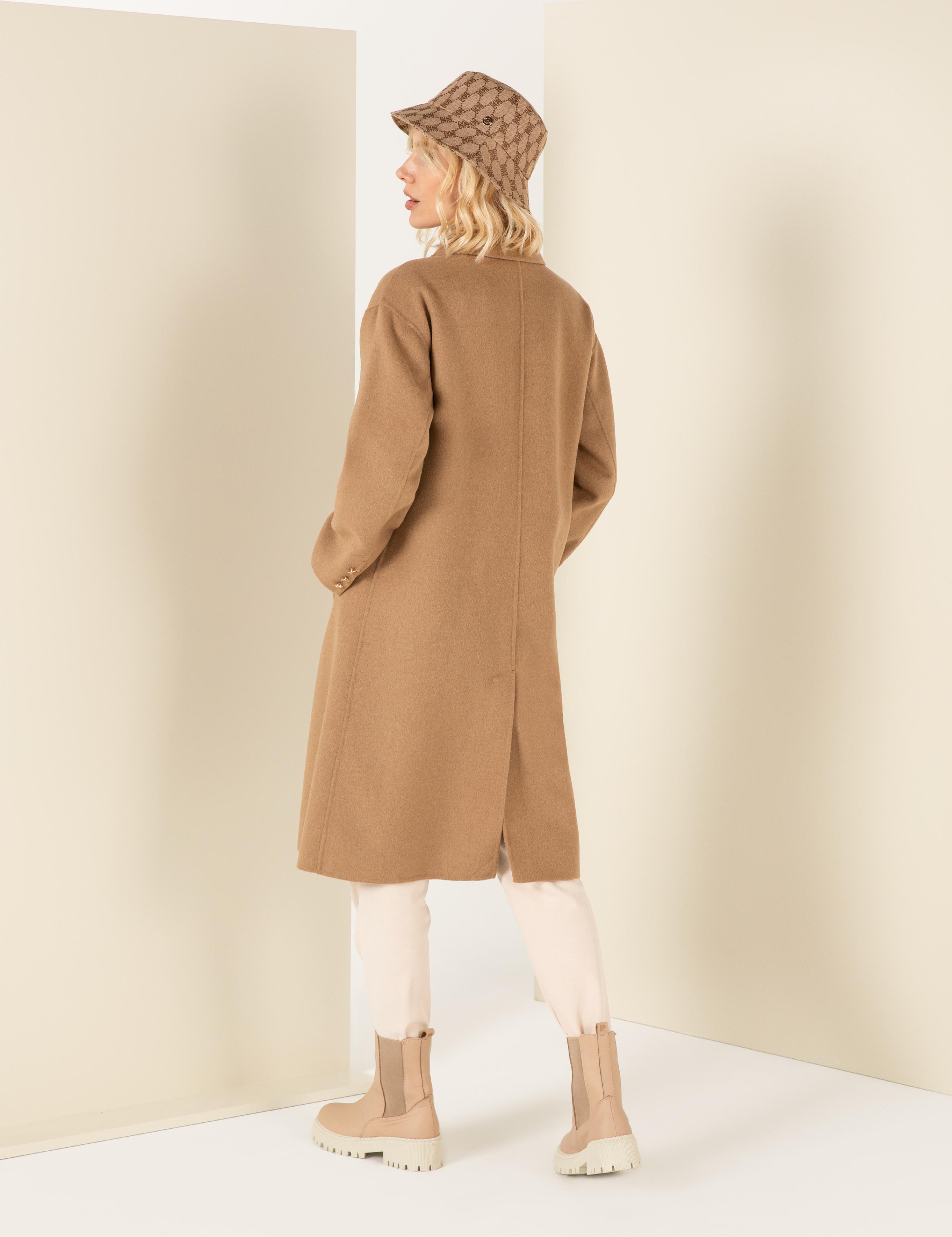 Camel Oversize Kaşe Kaban