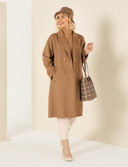 Camel Oversize Kaşe Kaban - 50260558002