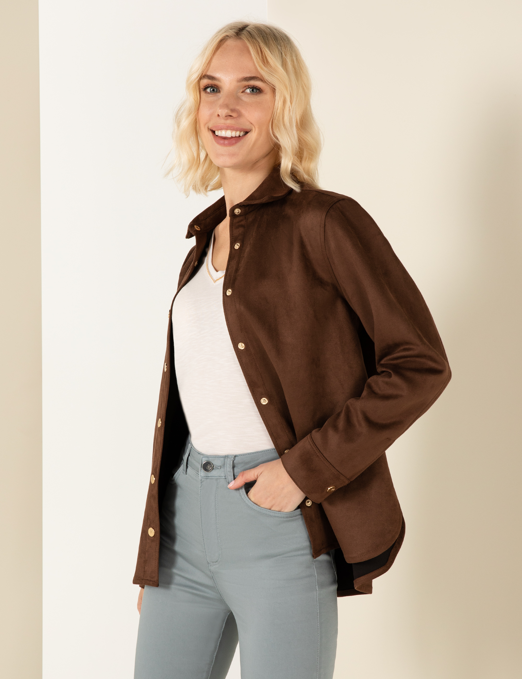Kahverengi Comfort Fit Suni Deri Gömlek - Image 3