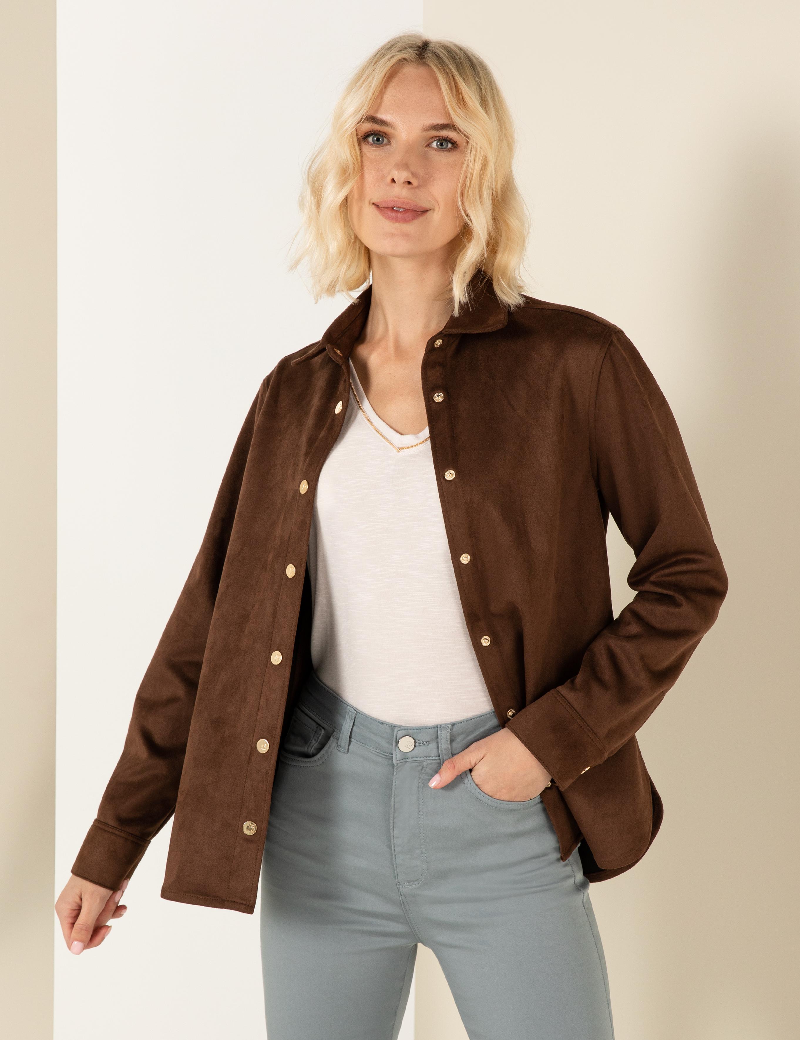 Kahverengi Comfort Fit Suni Deri Gömlek