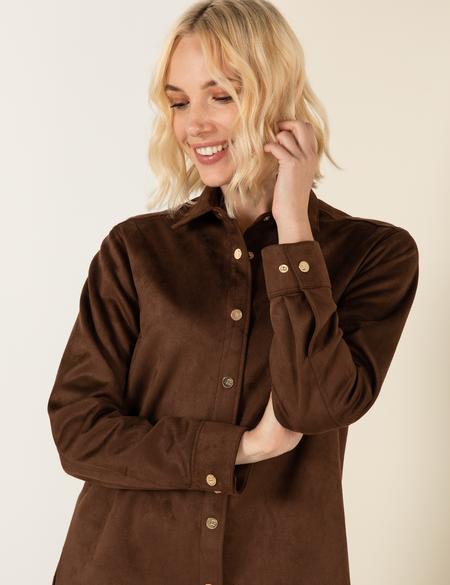 Kahverengi Comfort Fit Suni Deri Gömlek - 50254473026