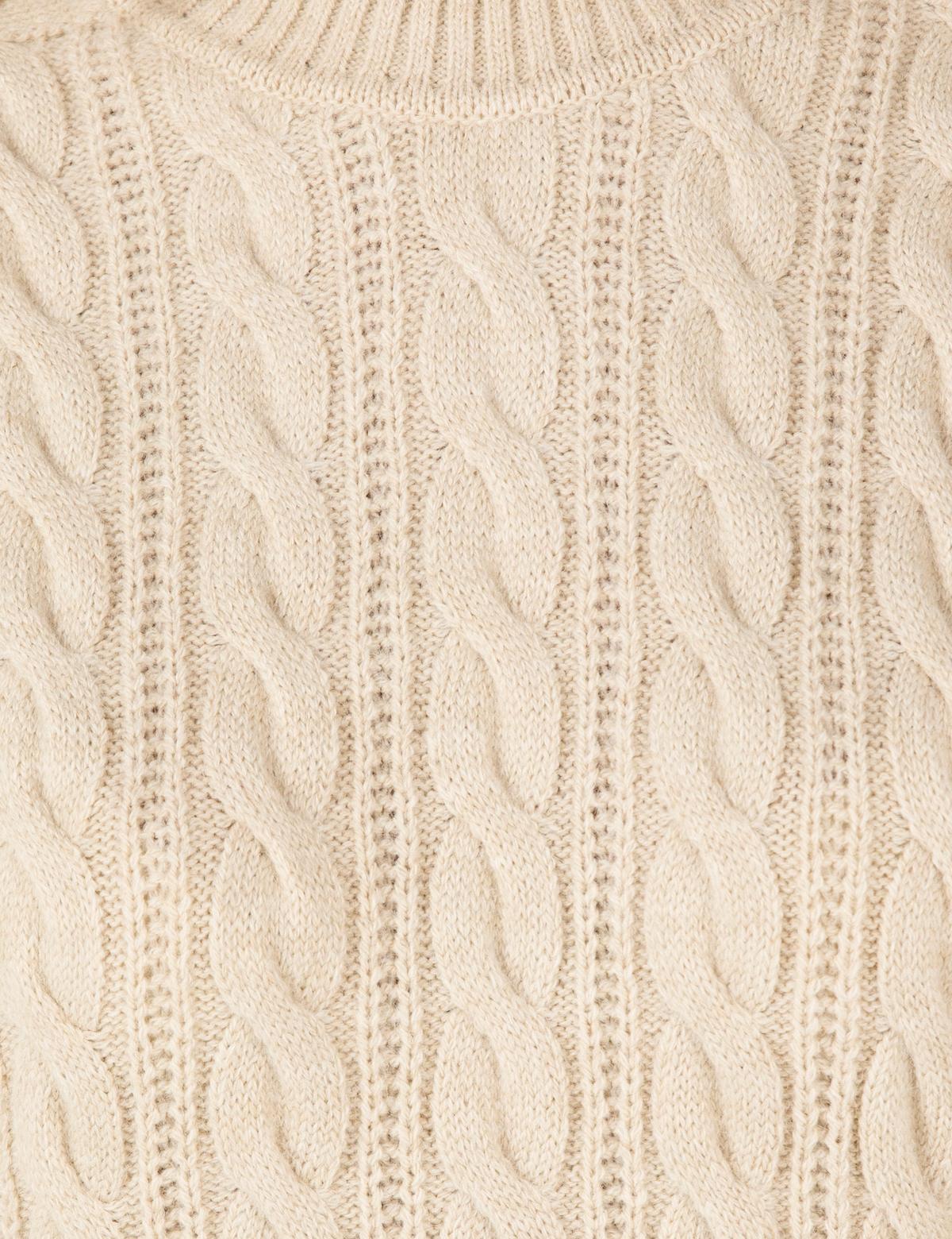 Krem Melanj Regular Fit Balıkçı Yaka Kazak - 50259839041