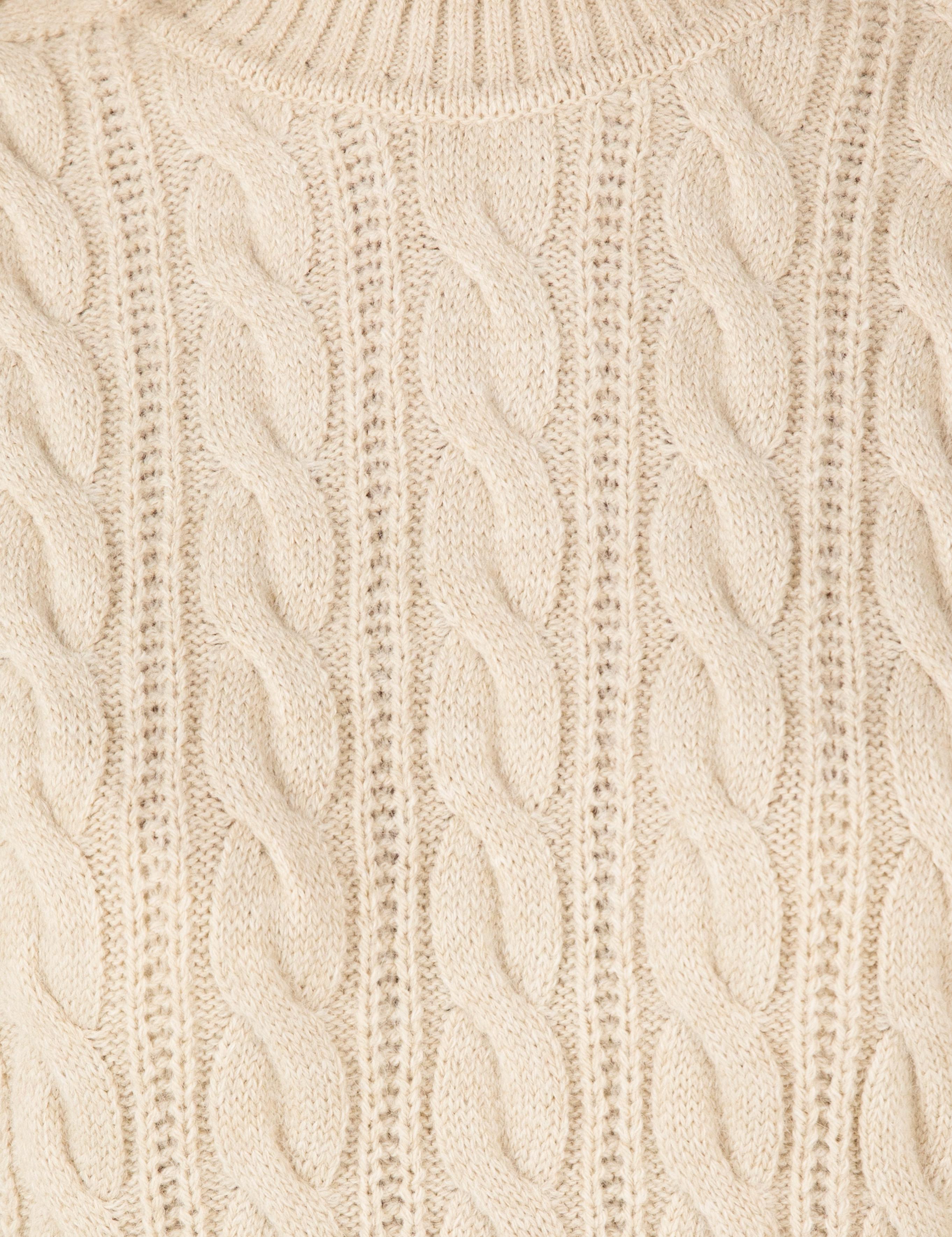 Krem Melanj Regular Fit Balıkçı Yaka Kazak