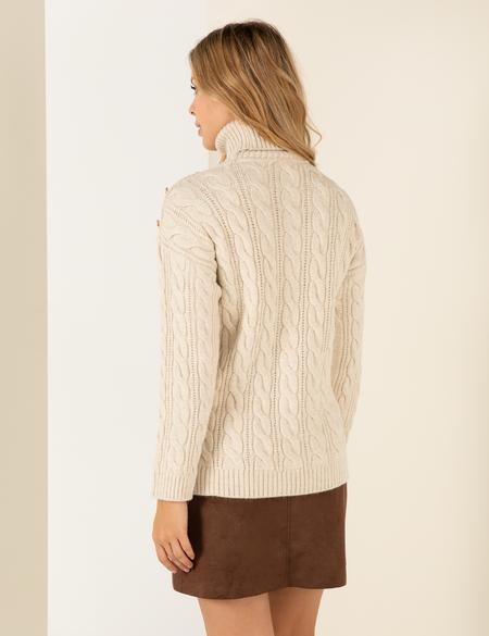 Krem Melanj Regular Fit Balıkçı Yaka Kazak - 50259839041