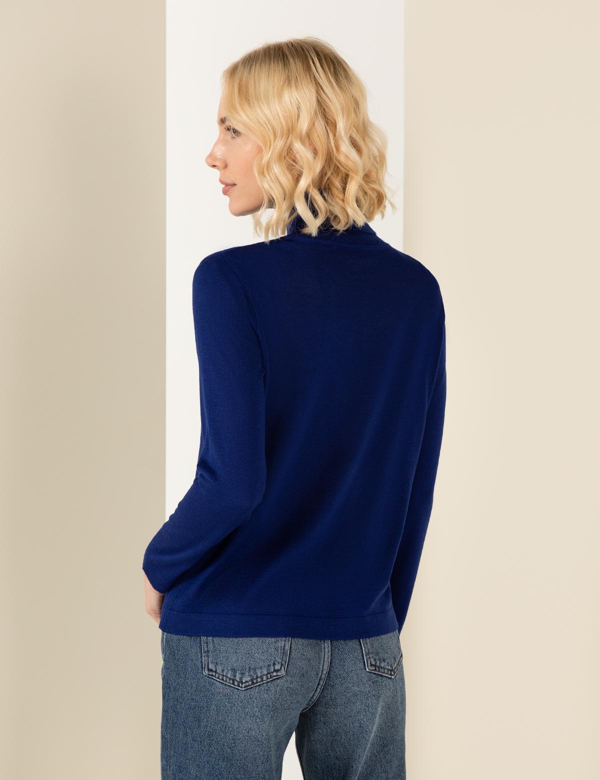 Balıkçı Yaka Saks Comfort Fit Kazak - 50244874013