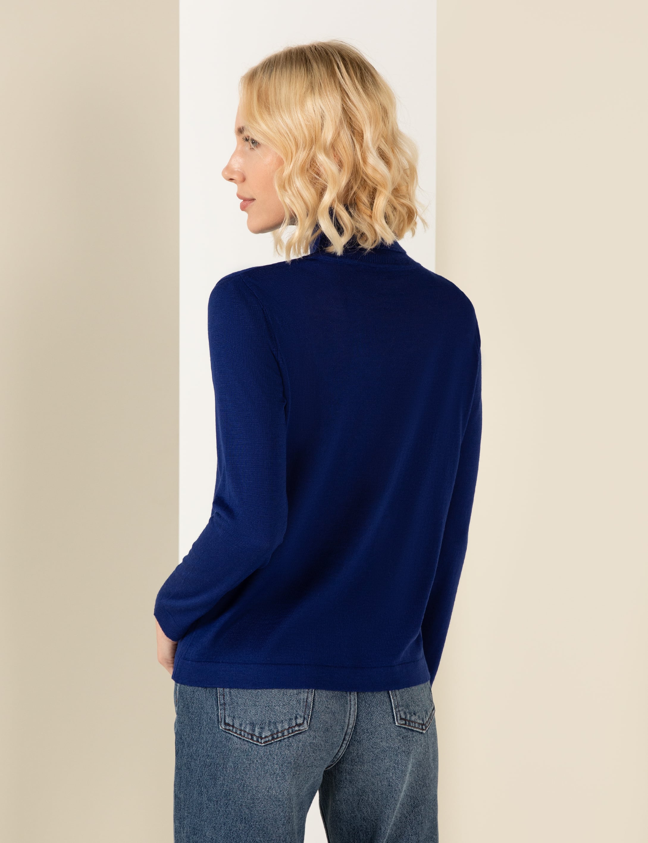 Balıkçı Yaka Saks Comfort Fit Kazak