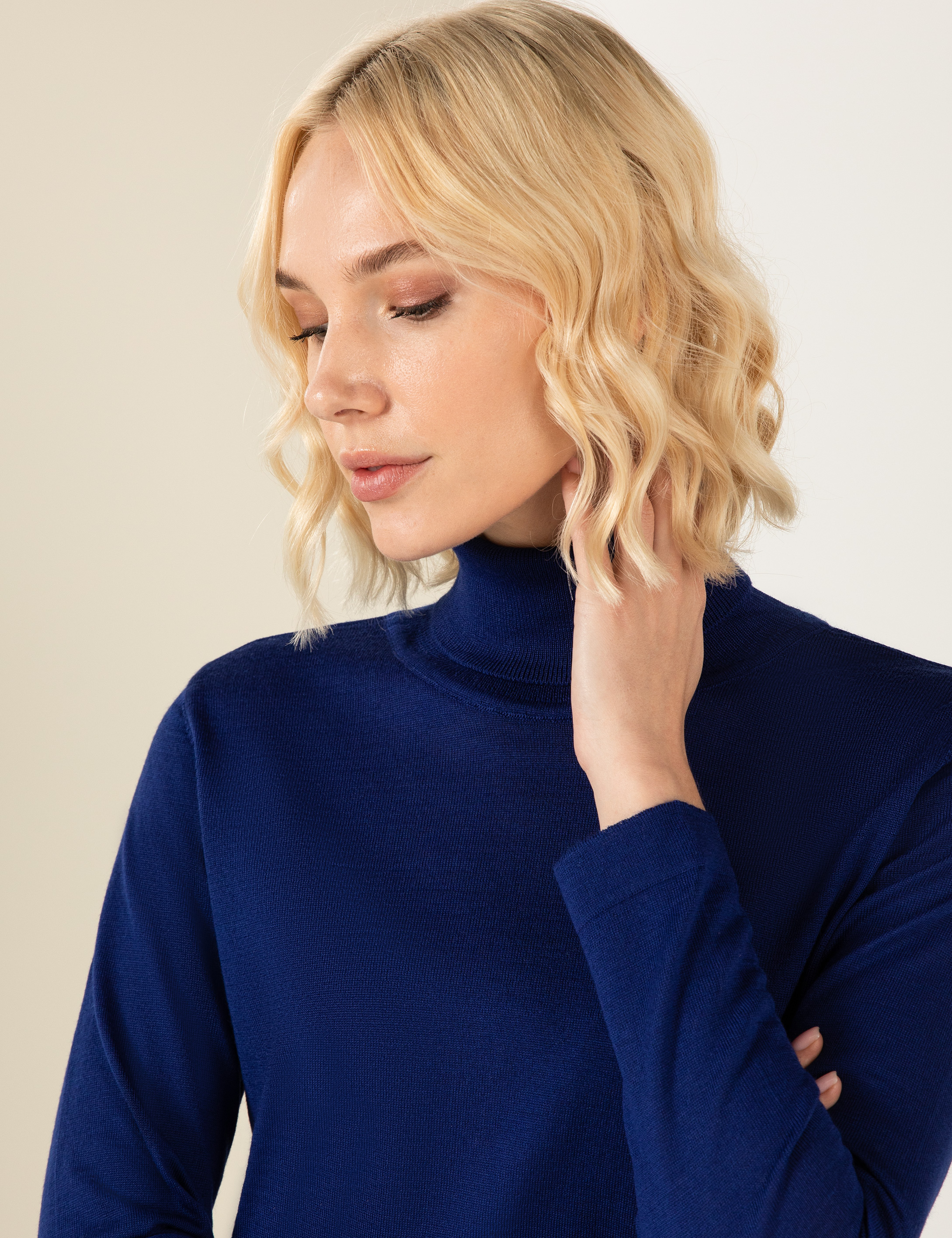 Balıkçı Yaka Saks Comfort Fit Kazak - Image 1