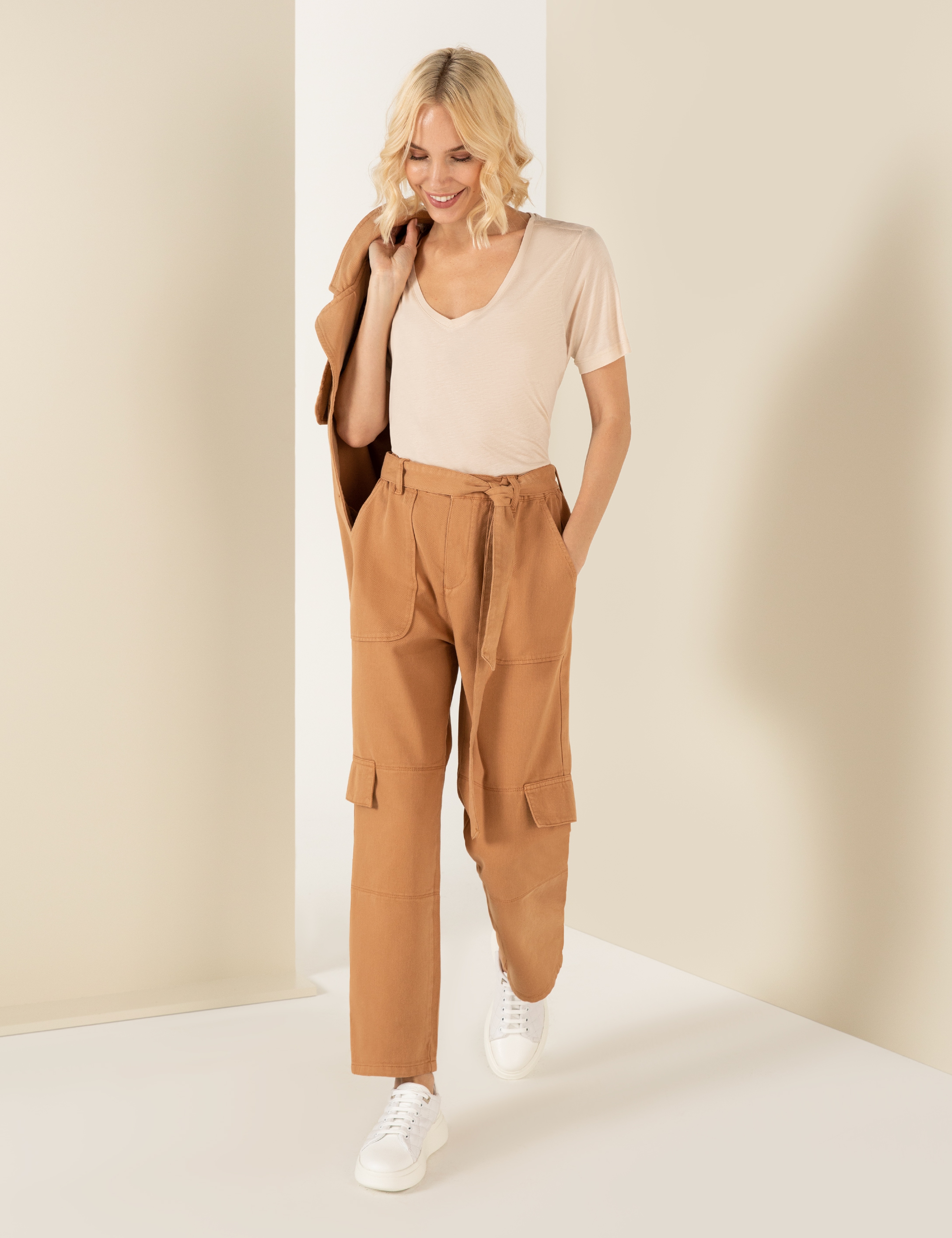 Krem Melanj Regular Fit Tişört
