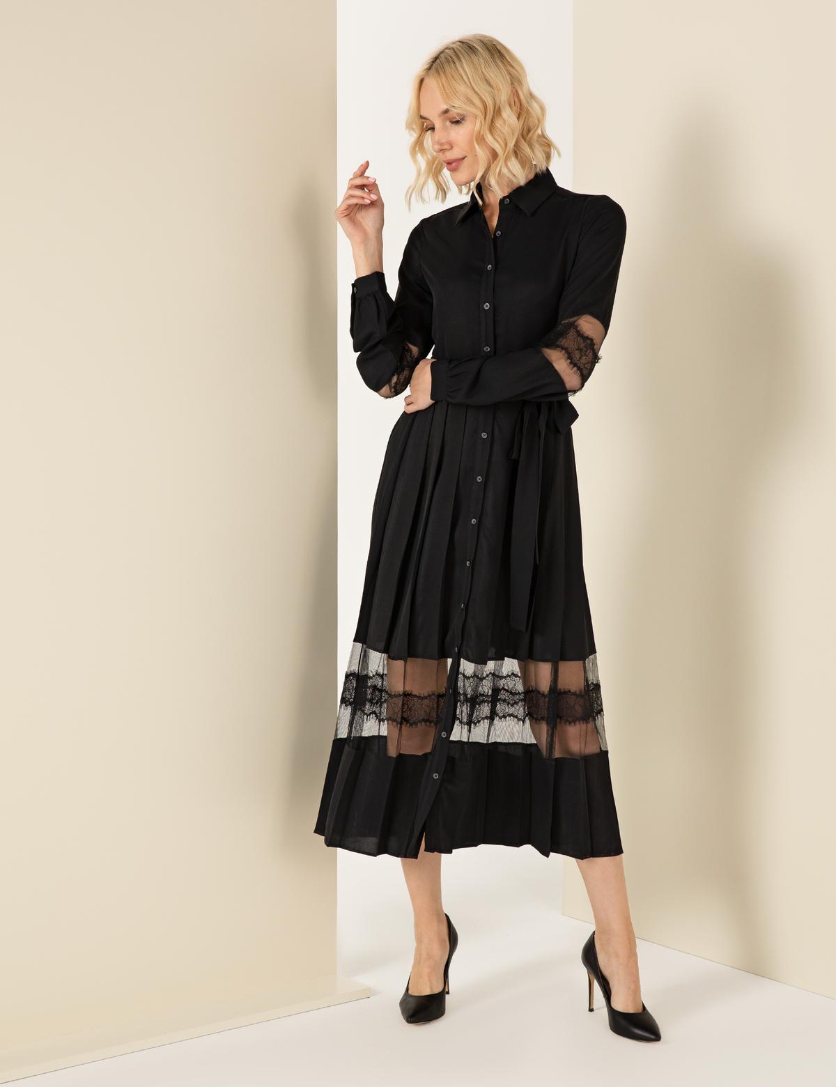 Siyah Uzunkollu Elbise - 50252519003