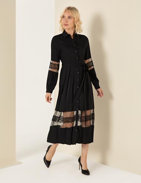 Siyah Uzunkollu Elbise - 50252519003