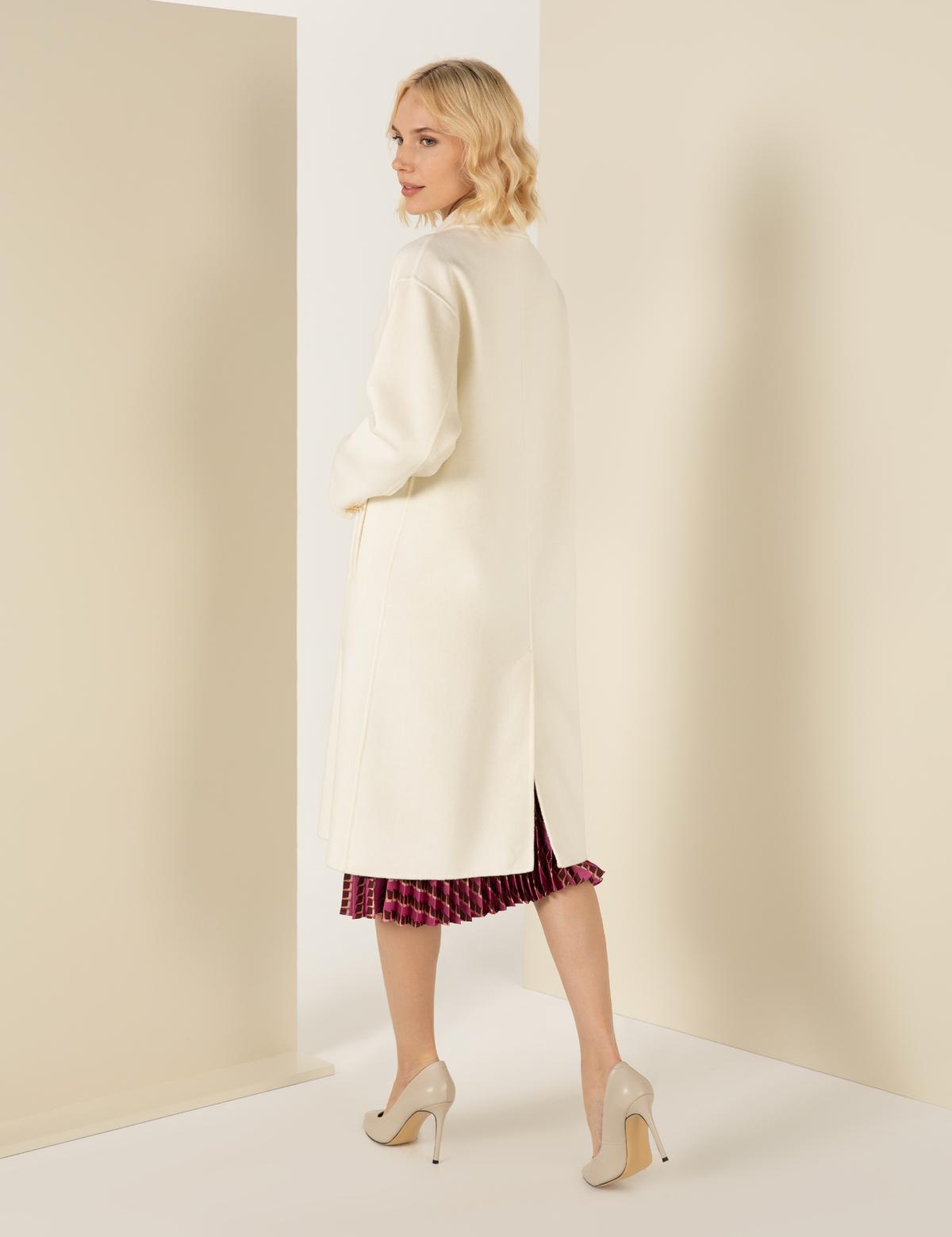 Krem Oversize Kaşe Kaban - 50260558010