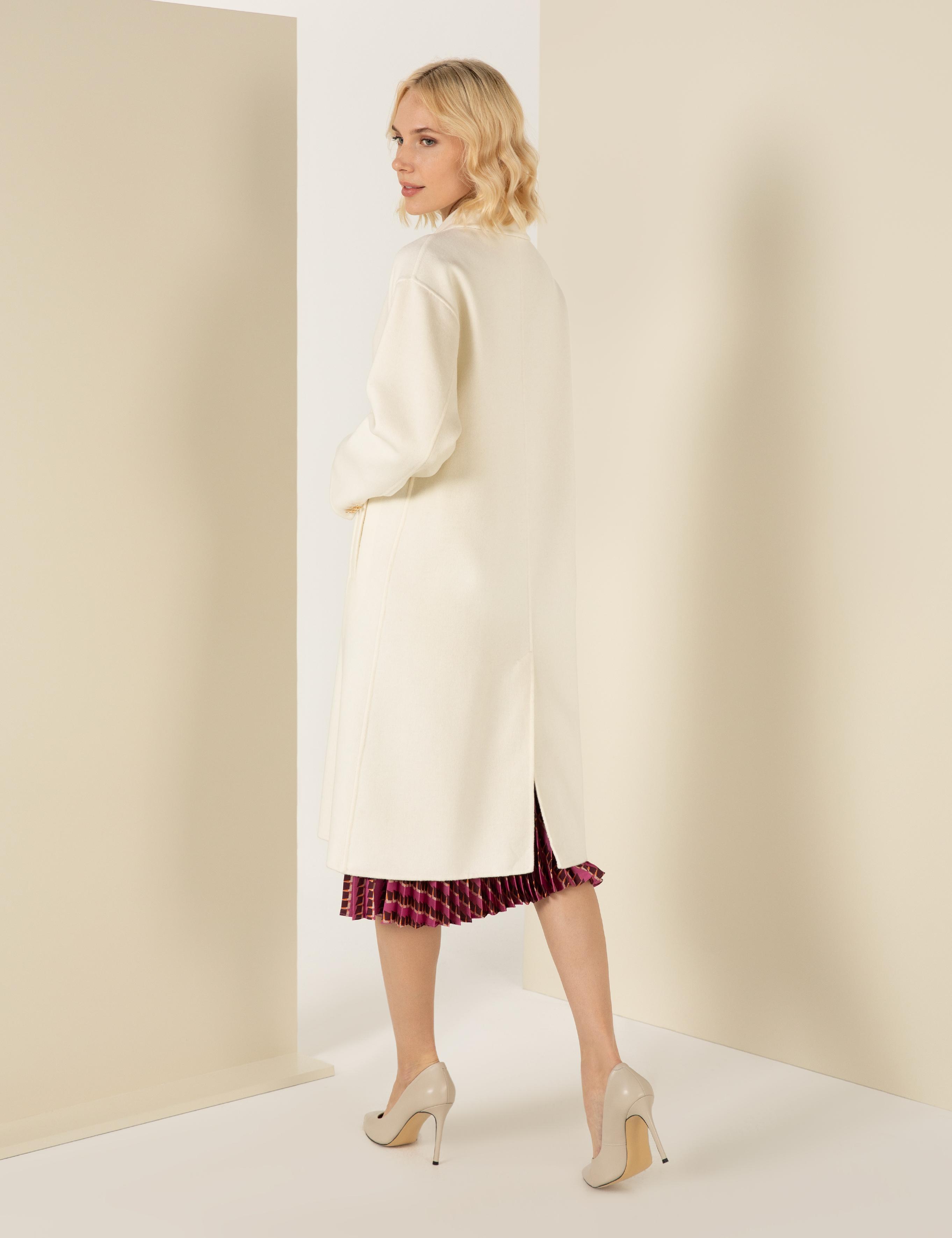 Krem Oversize Kaşe Kaban