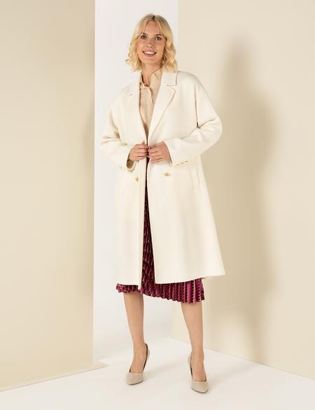 Krem Oversize Kaşe Kaban - 50260558010