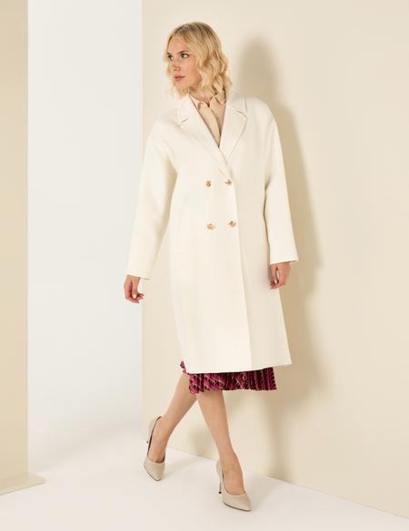 Krem Oversize Kaşe Kaban - 50260558010