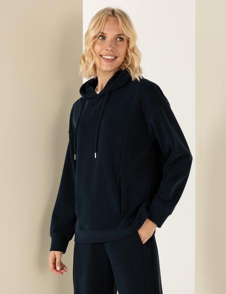 Lacivert Kapüşonlu Sweatshirt - 50260585014