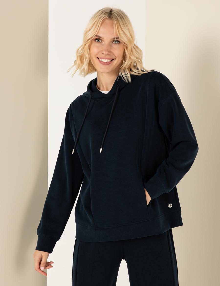 Lacivert Kapüşonlu Sweatshirt