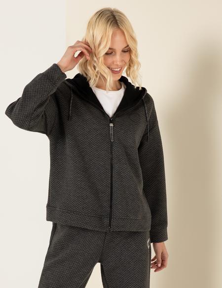 Antrasit Melanj Oversize Örme Hırka - 50253879024