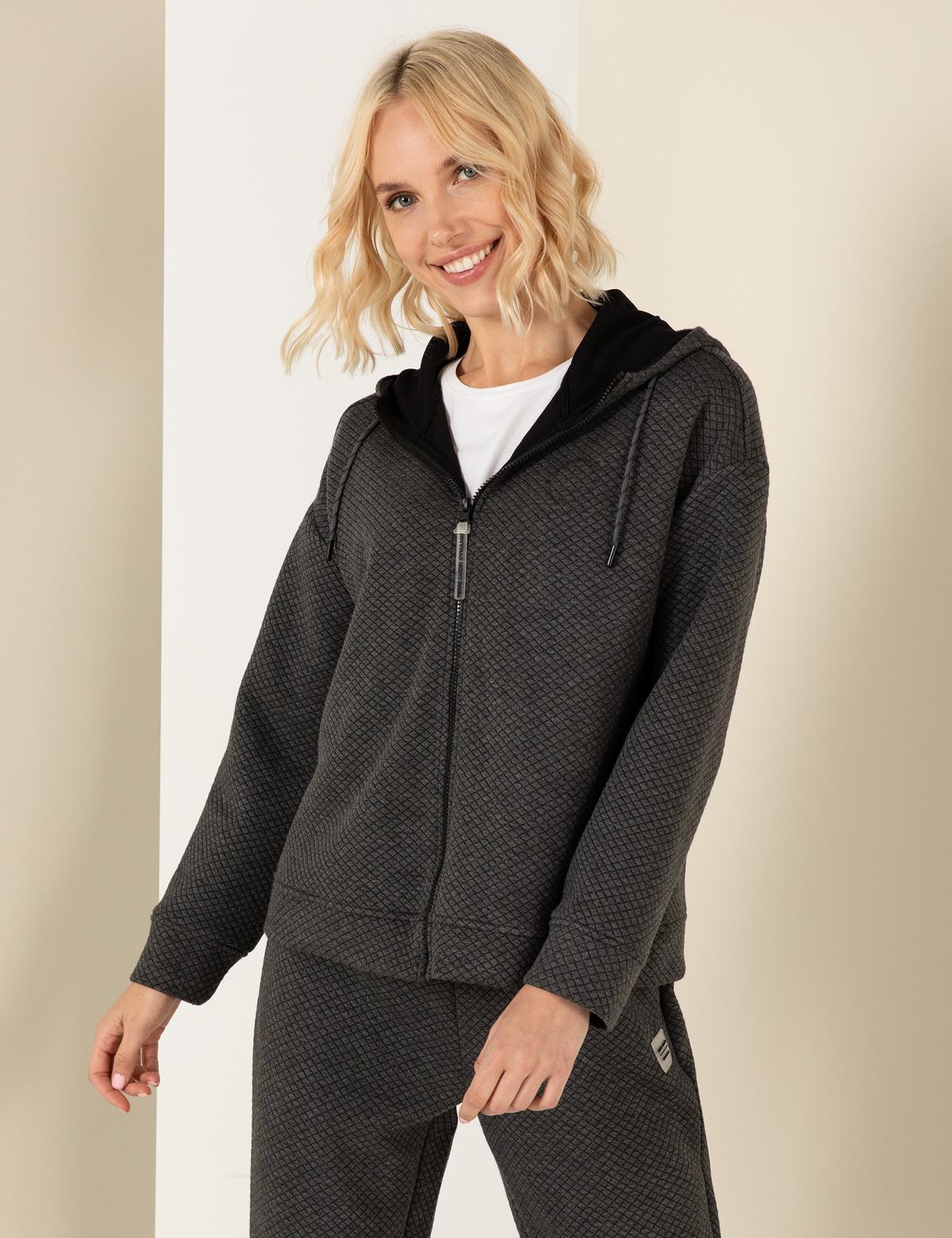 Antrasit Melanj Oversize Örme Hırka - 50253879024