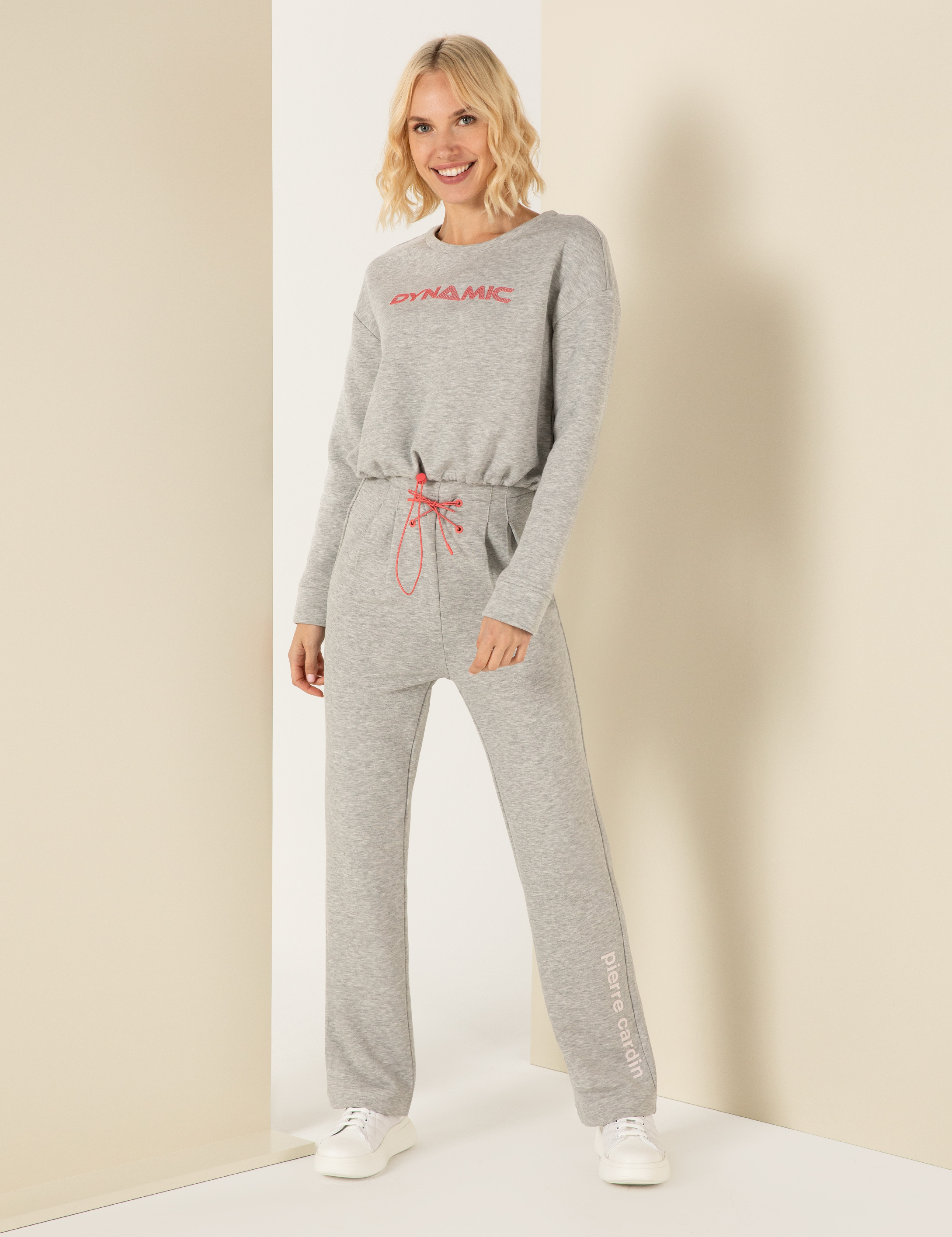 Pierre Cardin Gri Melanj Crop Top Sweatshirt görsel 4