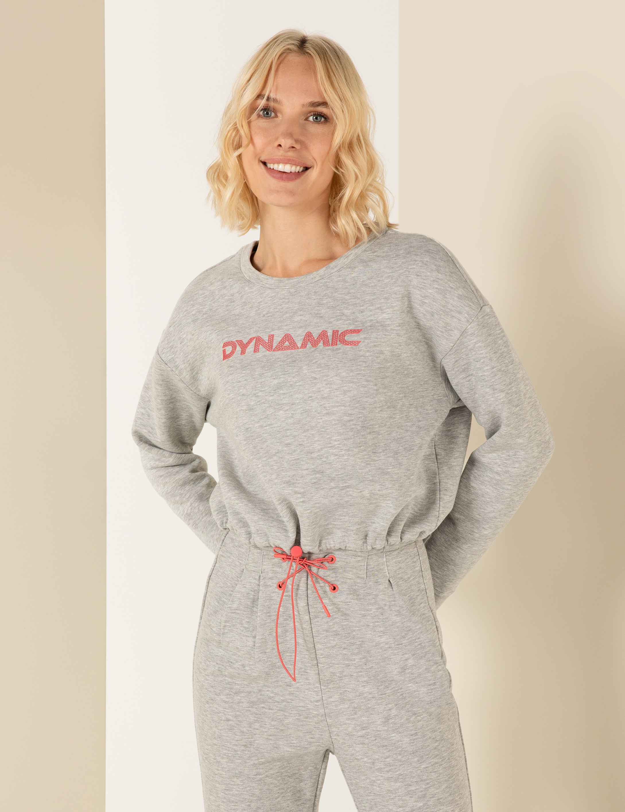 Pierre Cardin Gri Melanj Crop Top Sweatshirt görsel 3