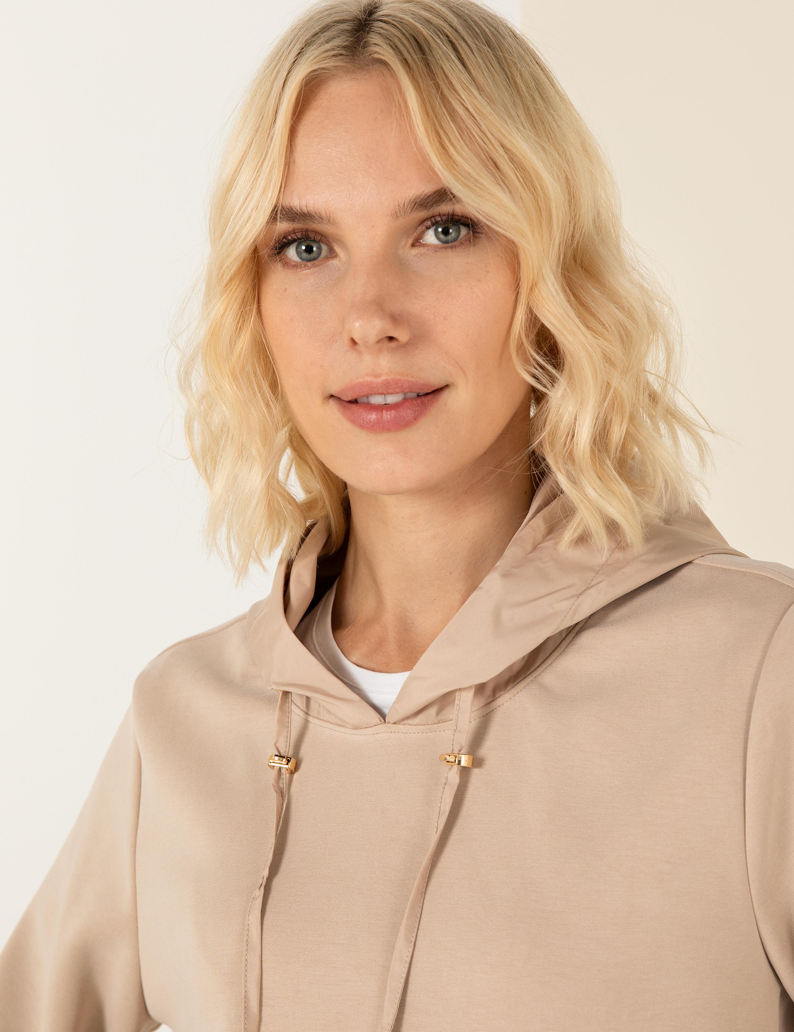 Bej Regular Fit Kapüşonlu Sweatshirt