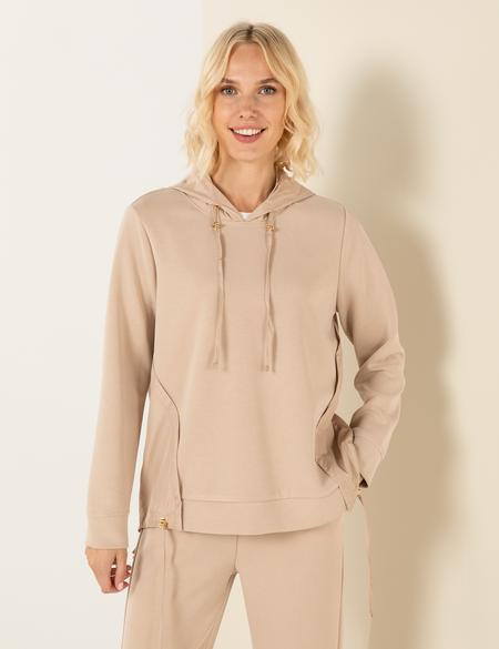 Bej Regular Fit Kapüşonlu Sweatshirt - 50260629020