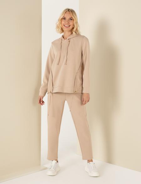 Bej Regular Fit Kapüşonlu Sweatshirt - 50260629020