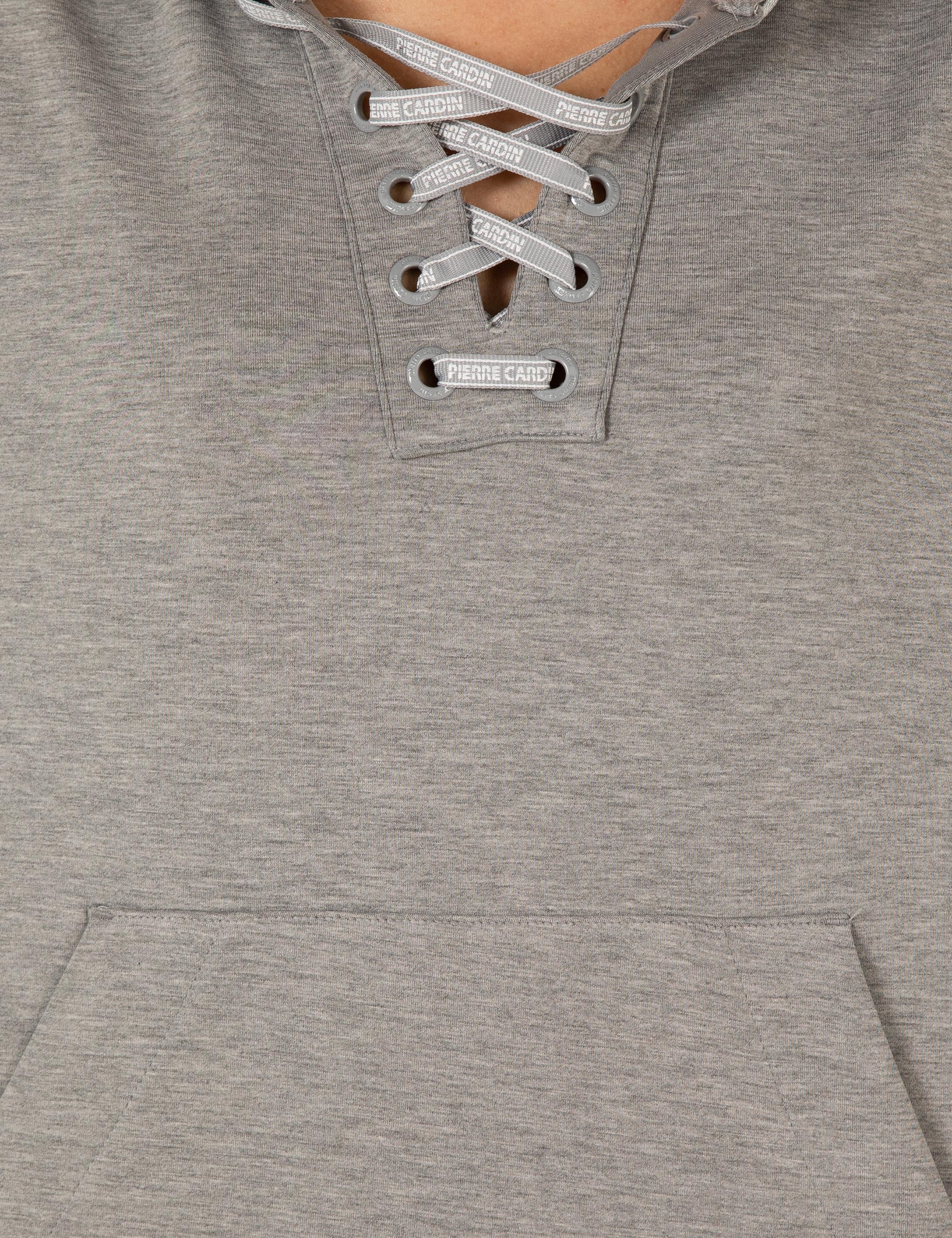Pierre Cardin Gri Melanj Oversize Kapüşonlu Sweatshirt görsel 6